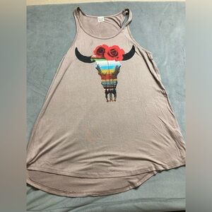 Color Bear Women’s Floral Cattle Skull Blouse Large